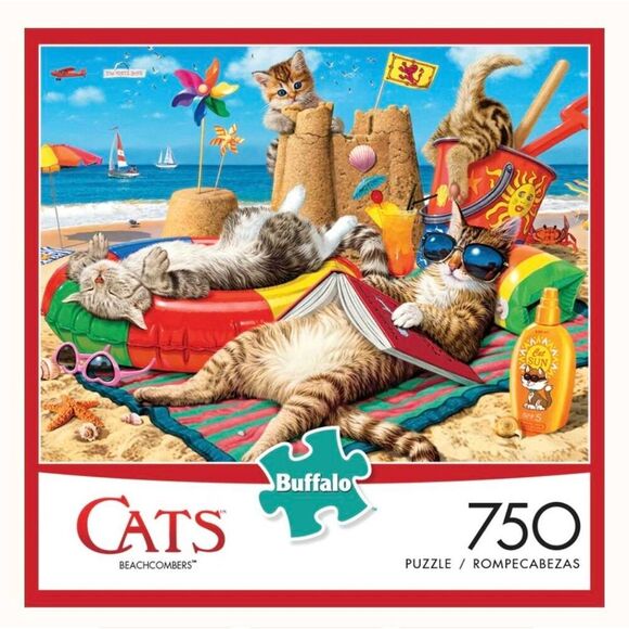 Buffalo Games Cats Beach Comber 750 pc Jigsaw Puzzle - Picture 1 of 8